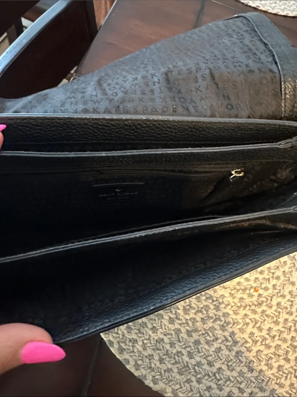 kate spade Black Suede Studded Crossbody Bag with Gold-Tone Hardware